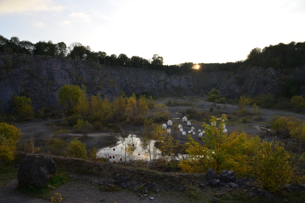 Fairy Cave Quarry - end of the day..  with Sally Kidall's work 