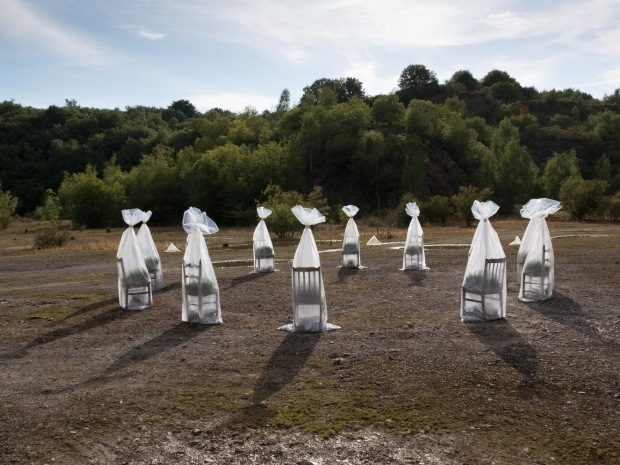 Sally Kidall's 'Are We Sitting Comfortably...' at Westdown/Asham Quarry. Photo Duncan Simey