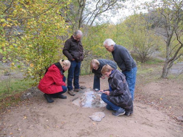 Visitors discover Tessa Farmer's work at Fairy Cave Quarry